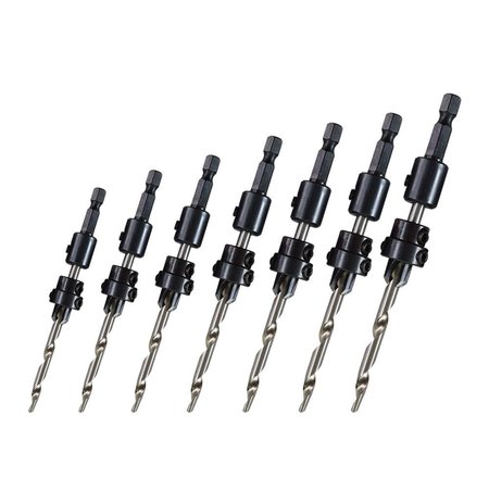 Big Horn 7 Piece Countersink Drill Bit Set with Quick-Change Hex Shank Adapters 13203